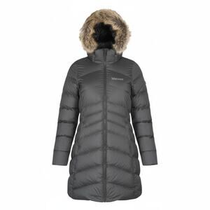 Marmot Montreal Down Coat Womens Extra Small XS Black Fur Hood Insulated 700